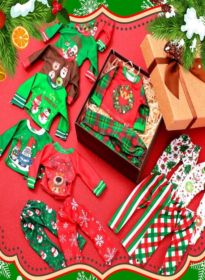 Silipull 8 Pcs Christmas Doll Clothes Bulk Christmas Doll Costume Set Xmas Tree Decor Snowman Snowflake Costume Accessories for Xmas Party Decoration(Pajamas Style) - Image 4